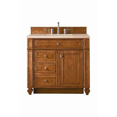 James Martin Vanities Bristol 36in Single Vanity, Saddle Brown w/ 3 CM Eternal Marfil Quartz Top 157-V36-SBR-3EMR